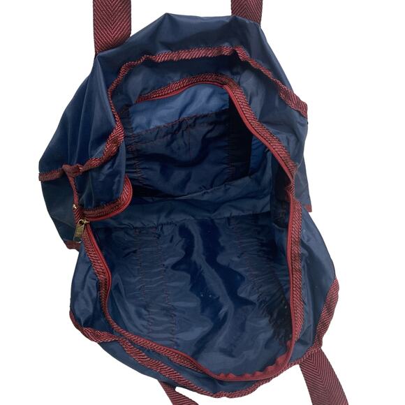 Vintage Hollywood Park Blue Burgundy Light Duffle Bag - Picture 5 of 8